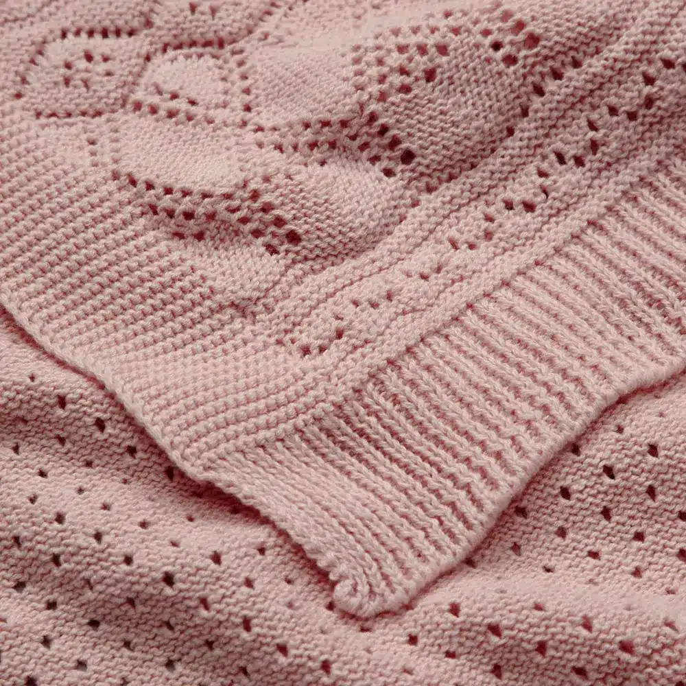 Camcam - Pointelle Baby Knit Throw - GOTS - Sorbet