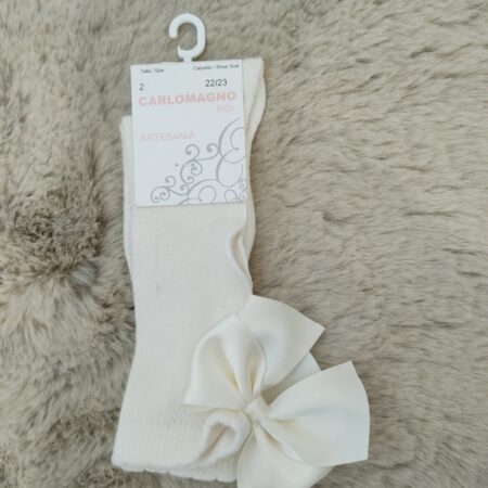 Carlomagno - Kniekous Ecru Met Ruffle En Strik