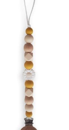 Chewies & More - Clip Silicone Beads Daisy Wood - Geel