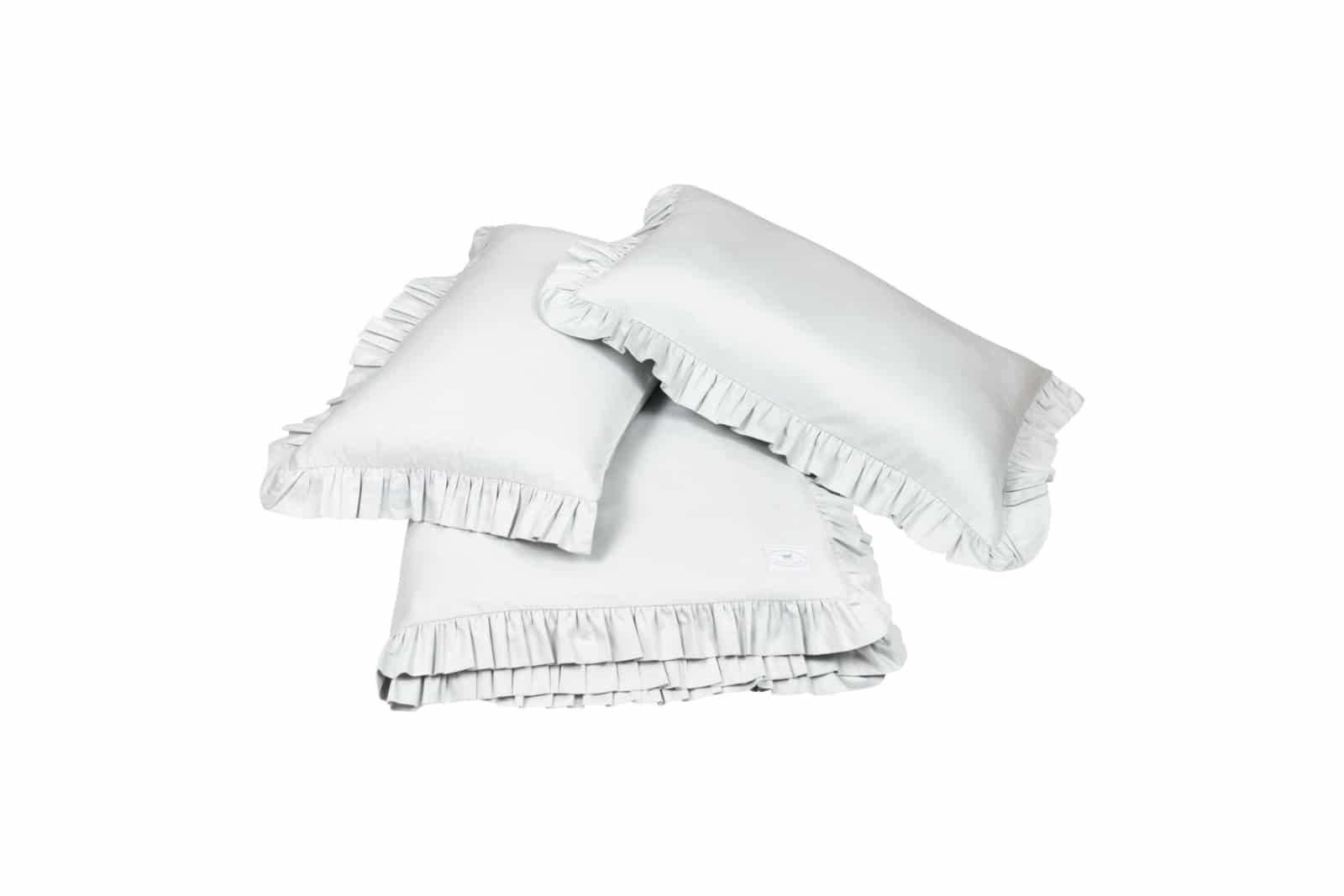 Cotton & Sweets - Bedclothes SG with ruffles Adult two pillowcases included Light grey