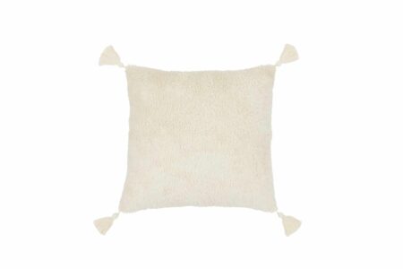 Cotton & Sweets - Sheepskin fringe square pillow - Vanilla