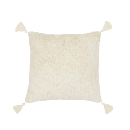 Cotton & Sweets - Sheepskin fringe square pillow - Vanilla