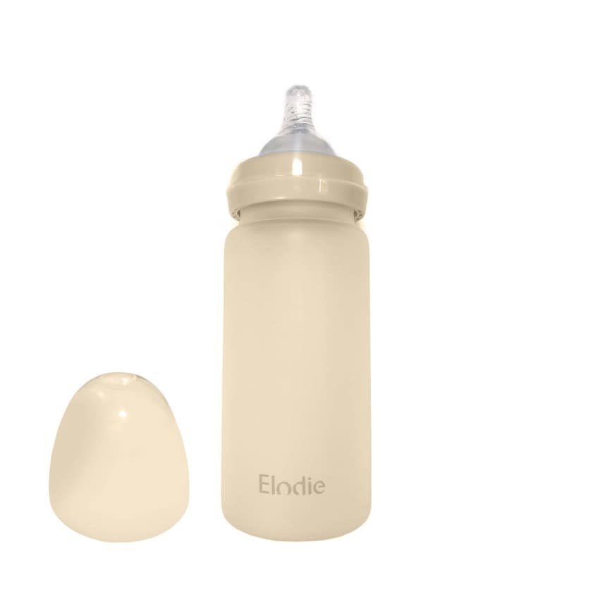 Elodie - Glazen baby fles met siliconen speen 0m+ Pure Kha