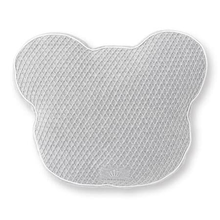 First - Moonlight Grey - First berenkop kussen in grijs tricot met wit biesje.