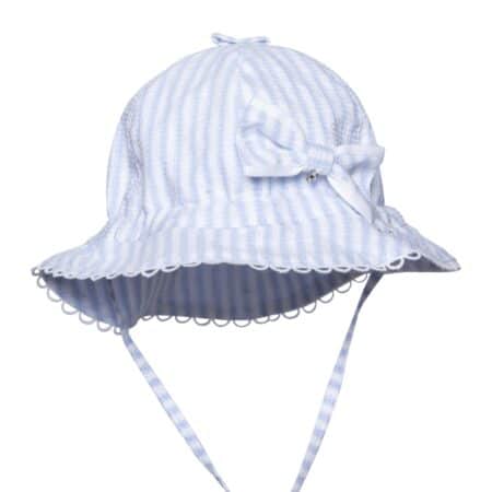 First - Striped Azzuro girls hat tulip - white-azzuro