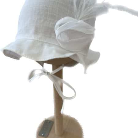 Jamiks - Zonnehoedje Met Bloem En Veertjes - Wit