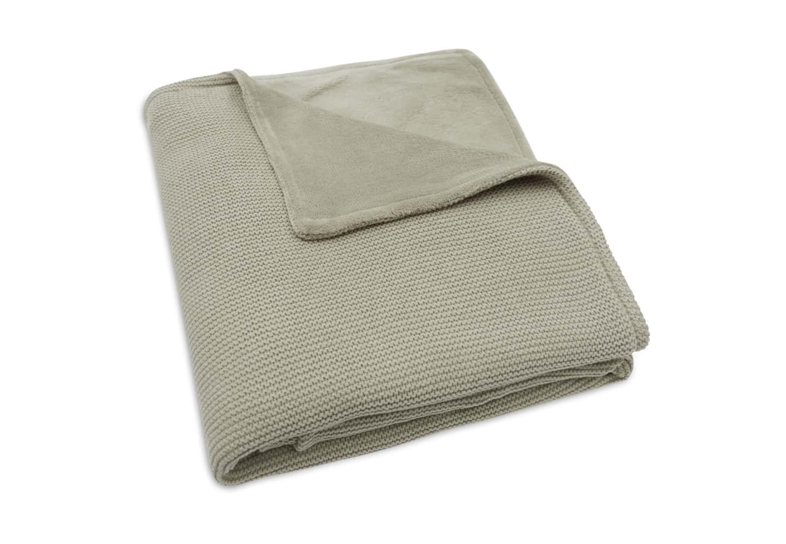 Jollein - Deken Ledikant 100x150cm Basic Knit Olive Green/Fleece