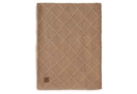 Jollein - Deken Ledikant 100x150cm Check Knit Biscuit/Teddy Fleece