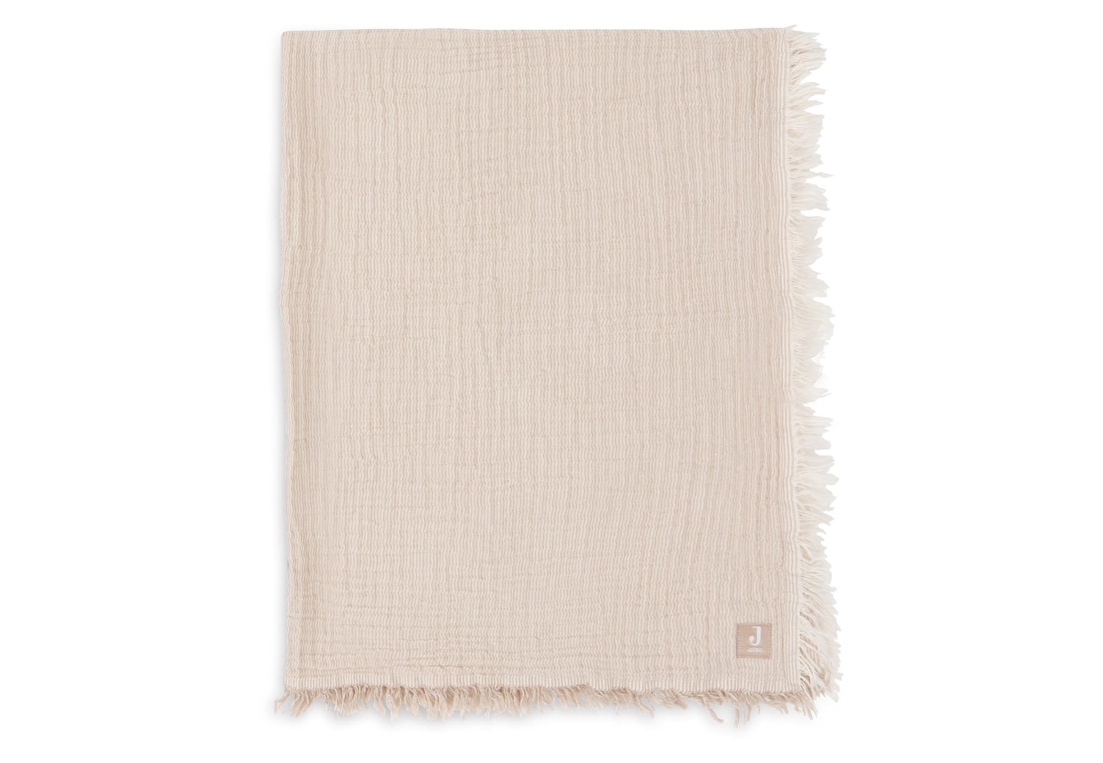 Jollein - Deken Ledikant 120x120cm Fringe Stripe Biscuit/Ivory GOTS