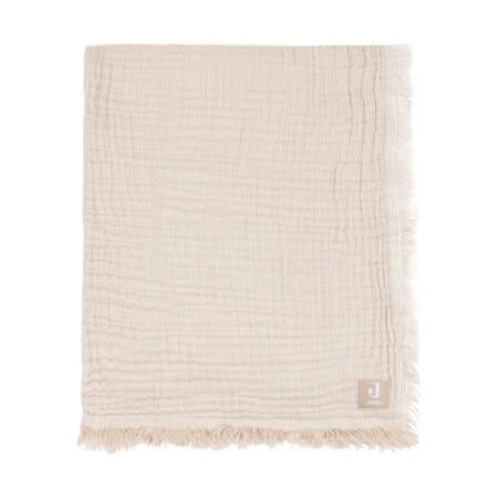 Jollein - Deken Wieg 75x100cm Fringe Stripe Biscuit/Ivory GOTS