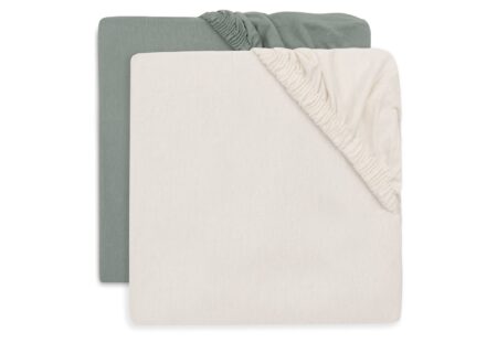 Jollein - Hoeslaken Jersey 40/50x80/90cm - Sea Green/Ivory - 2 Stuks