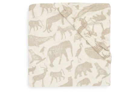 Jollein - Hoeslaken Jersey 40/50x80/90cm Animals Nougat