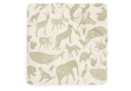 Jollein - Hoeslaken Jersey 40/50x80/90cm Animals Olive Green