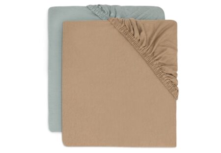 Jollein - Hoeslaken Jersey 40/50x80/90cm Sea Green/Biscuit (2pack)