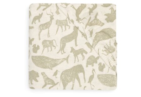 Jollein - Hoeslaken Jersey 60x120cm Animals Olive Green