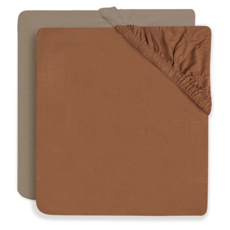 Jollein - Hoeslaken Jersey 60x120cm Caramel/Biscuit (2pack)