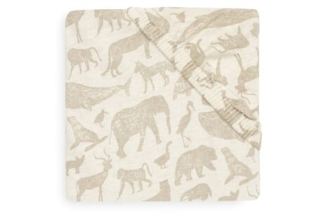 Jollein - Hoeslaken Jersey 70x140/75x150cm Animals Nougat