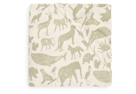 Jollein - Hoeslaken Jersey 70x140/75x150cm Animals Olive Green