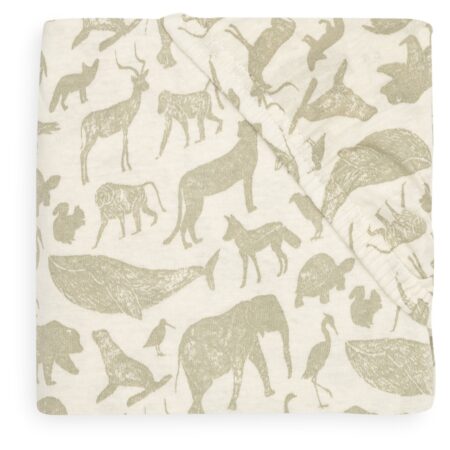 Jollein - Hoeslaken Jersey 70x140/75x150cm Animals Olive Green