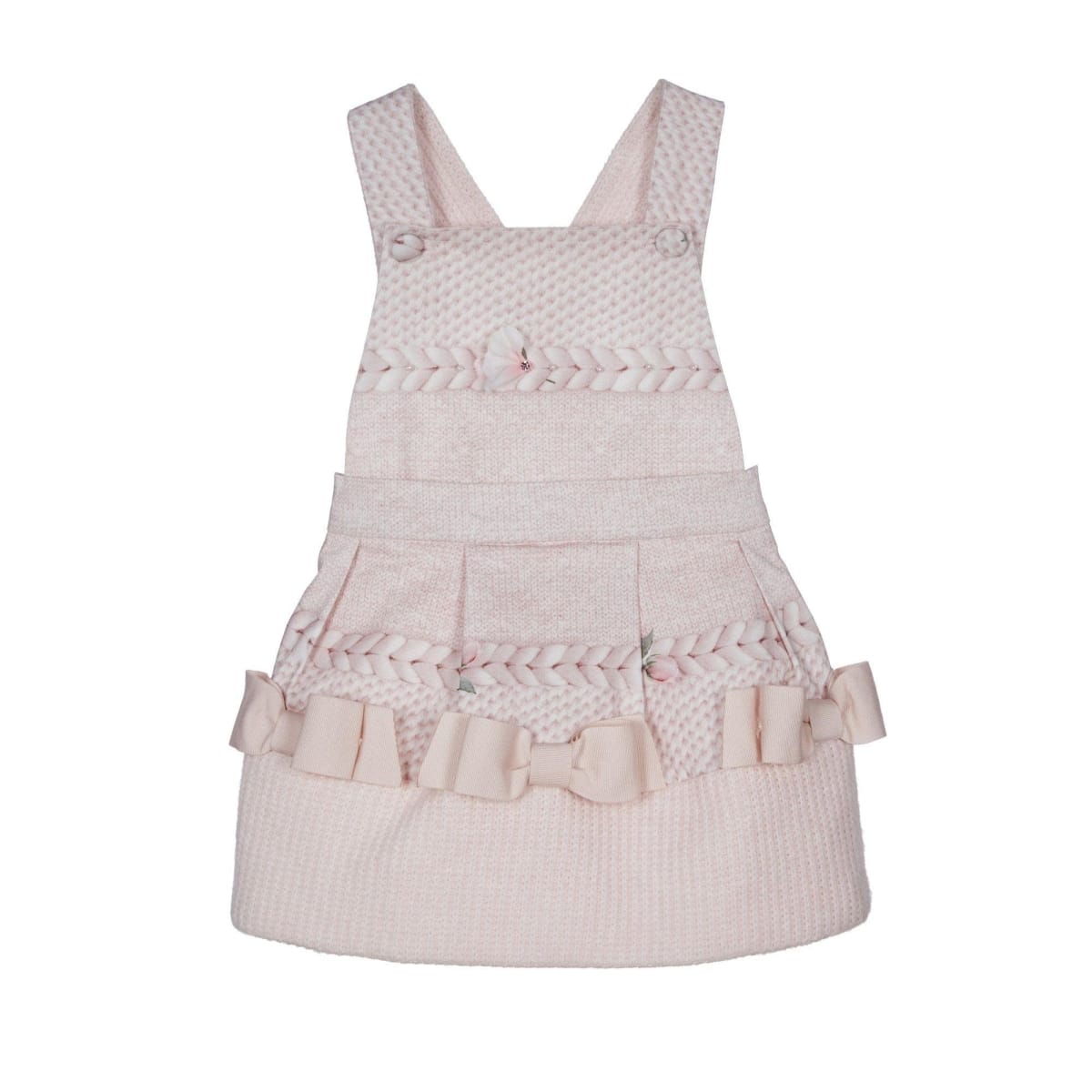 Lapin House - Jurk Met Strik En Gebreid Onderaan - Roze