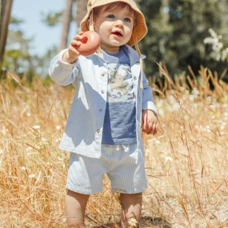 Laranjinha - Gestreepte short - lichtblauw