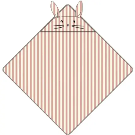 Liewood - Albert Hooded Towel - Coral Blush / Creme De La Creme Stripe