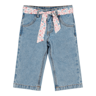 Little Dutch - Jeans Broek met bloemen riem