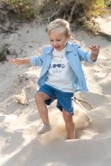 Little Dutch - T-shirt korte mouw en quote Creme