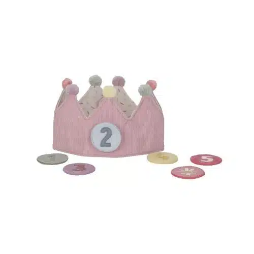 Little Dutch Toys - Verjaardagskroon met stof met cijfers roze +1Y