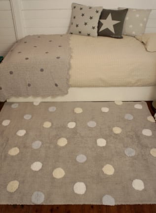 Lorena Canals - Tricolor Polka Dots Grey - Blue 120 x 160