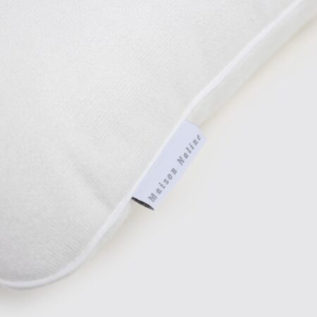 Maison Naline - Kussen 35x35 angora ivoor / paspel ivoor rondom