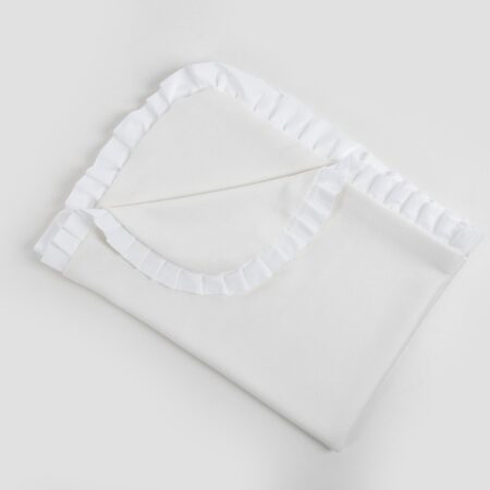 Maison Naline - Wiegdeken voorkant angora ivoor / achterkant angora ivoor / frul katoen ivoor rondom