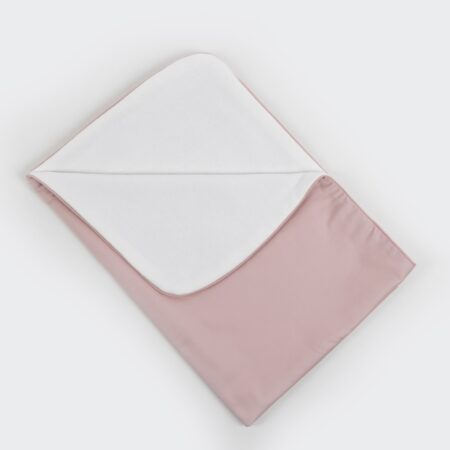 Maison Naline - Wiegdeken voorkant tush roze / achterkant angora ivoor / paspel tush roze rondom