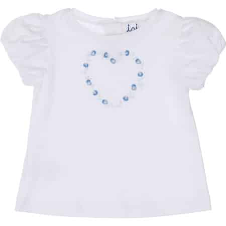 Malvi - Jersey t-shirt with heart embroidery - White