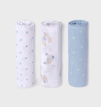 Mayoral - Hydrofiele doeken 3 stuks - Blauw/wit