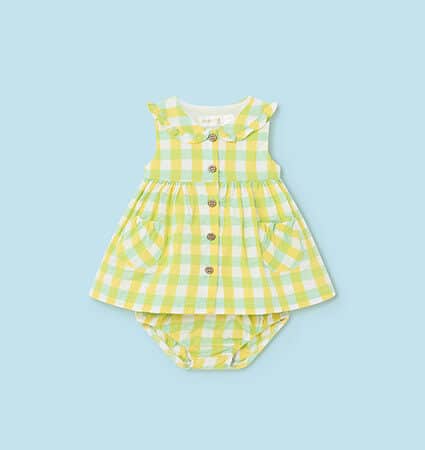 Mayoral - Jurk + bloomer - ruitjes - geel/groen