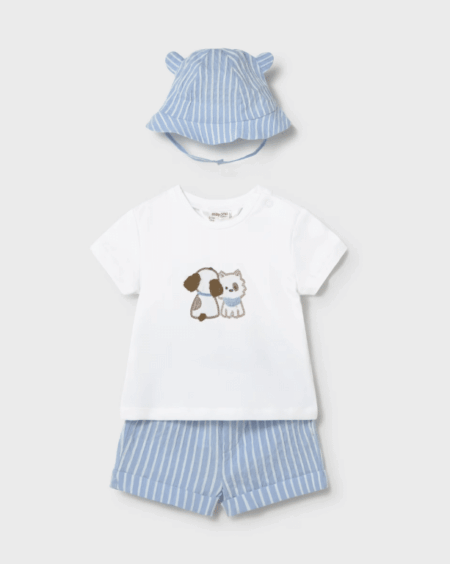 Mayoral - Newborn 3 piece set hat with ears - Sky
