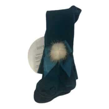 Meia Pata - Kousenbroek Petrol Met Strik En Pompom