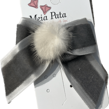 Meia Pata - Velvet Haarstrikje met Pompon - Grijs