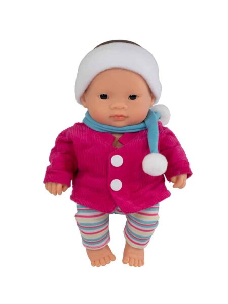 Miniland - BABYPOP AZIATISCH MEISJE met KLEERTJES 21cm, met vanillegeur, waterdicht, anatomisch correct, in vinyl, in geschenkdoos. Made in Spain,