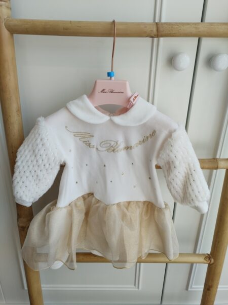 Miss Blumarine - Jurkje Ecru Met Goud