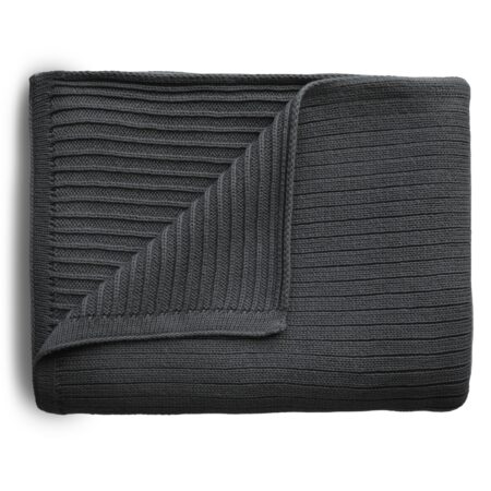 Mushie - Blanket - Ribbed Dark Gray Melange