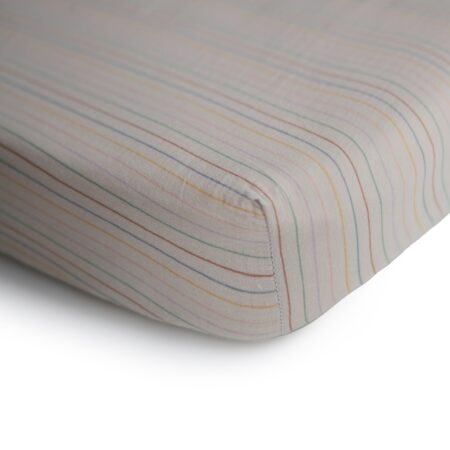 Mushie - Crib Sheet - Medium - Retro Stripes