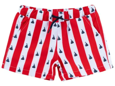 Natini - Zwemshort met streepjes boot - Rood Wit