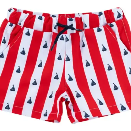 Natini - Zwemshort met streepjes boot - Rood Wit