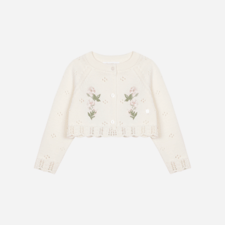 Patachou - Cardigan bloem - Ecru