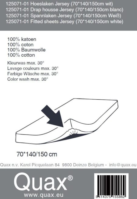 Quax - Hoeslaken Katoen 70*140/150 Cm - Wit