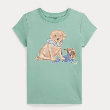 Ralph Lauren - Dog-Print Cotton Jersey T-Shirt Girl - Green