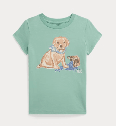 Ralph Lauren - Dog-Print Cotton Jersey T-Shirt Girl - Green