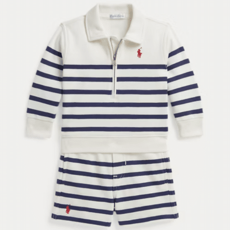 Ralph Lauren - Gestreepte French terry trui en short - Deckwash white/Light navy